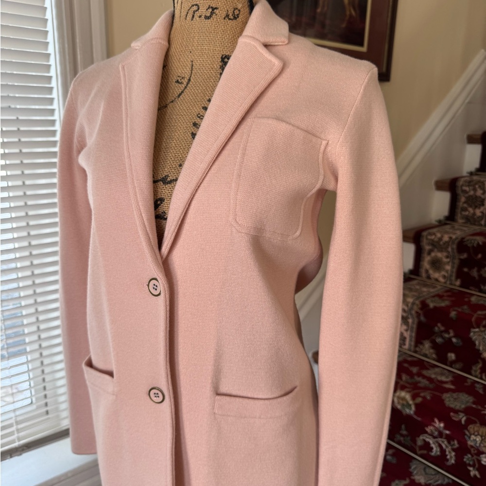 Jcrew Sweater Blazer in light pink.